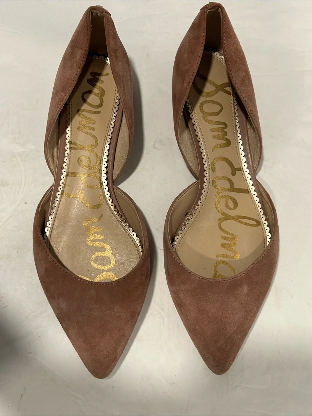 Sam Edelman Suede d'Orsay Pointed Toe Flats Dusty Rose Size 7 Coquette Preppy